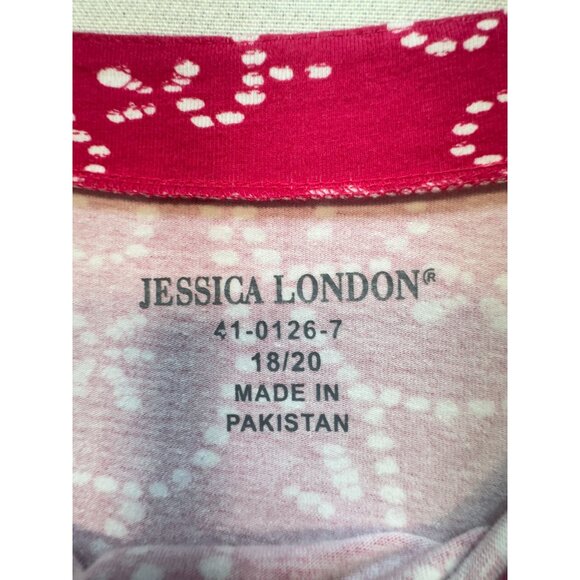 Jessica London Women's Shoulder Button Blouse Stretch Sz 18/20 Pink White Floral - Picture 3 of 12